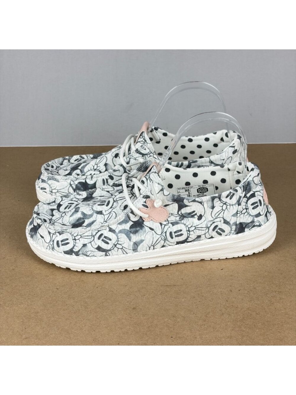 Hey Dude Wendy Minnie Mouse Print Casual Shoes Womens 8 Grey Slip On Disney